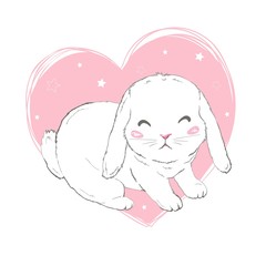 Fototapeta premium Cute bunny girl with crown. Dream Big Princess