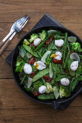 Green Vegetable stir fry. Healthy food. Top view.