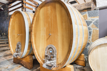 Winery production. Interior of a winery with its equipment