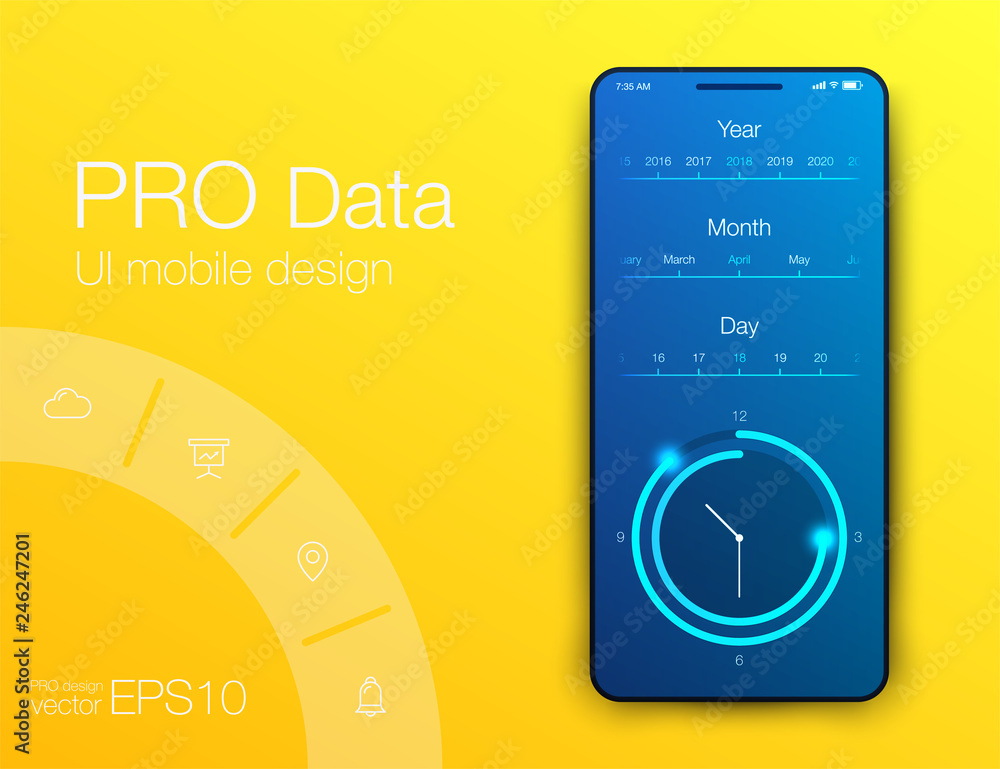 Poster fitness app. ui ux design. ui design concept with web elements