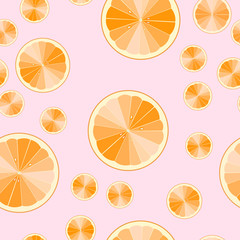 seamless pattern of cartoon orange slices. fruit print. Vector illustration.