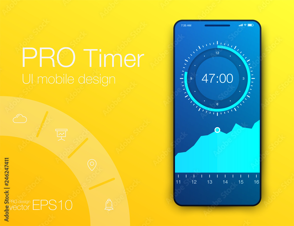 Poster fitness app. ui ux design. ui design concept with web elements