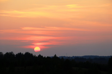 Beautiful shot of the sky during sunset with unusual color and clouds.