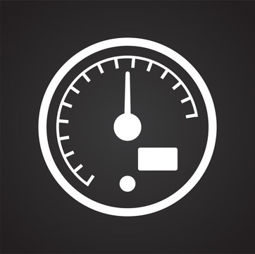Analog gauge meter on black background for graphic and web design, Modern simple vector sign. Internet concept. Trendy symbol for website design web button or mobile app