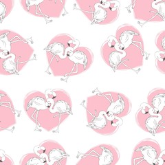 Vector seamless pattern with flamingos