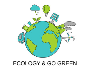 Concept of ecology problem. Modern flat line design.