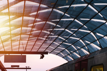 A glass roof of the subway station