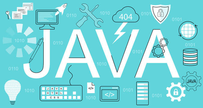 Infographic concept of JAVA. Modern flat line design vector 