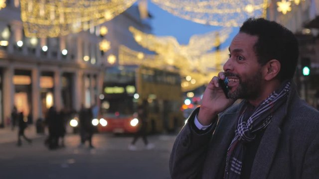 Man enjoys the beautiful city of London at Christmas time