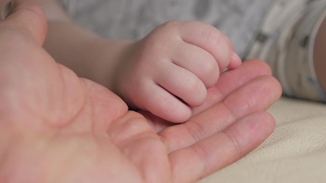 Father and baby hand.