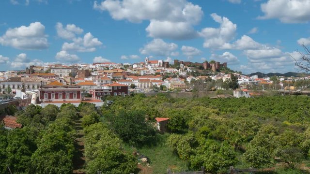 View of in Old Town Time Lapse, Silves, Algarve, Portugal, Europe 