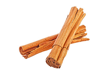 Ceylon cinnamon sticks isolated on a white background - obrazy, fototapety, plakaty