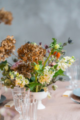 Easter table with flowers