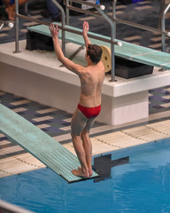 High School divers competing at a diving meet