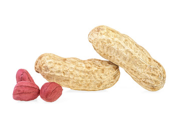 Raw peanuts on a white background. Healthy snack.