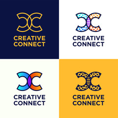 Double C letter logo icon template connectivity,Technology, network, digital, Company logotype Vector Illustration