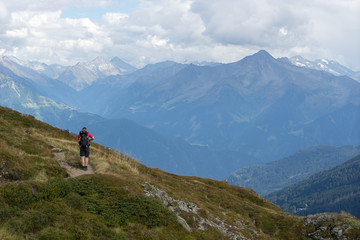Fototapeta na wymiar Trekking in Summer Alps landscape of Tyrol