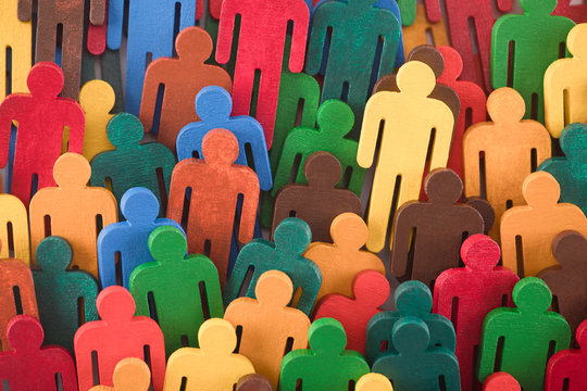 Colorful painted group of people figures 