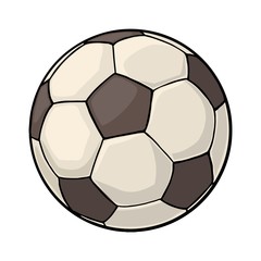 Soccer ball. Vintage vector color illustration. Isolated on white background