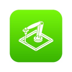 Wall d printering icon green vector isolated on white background