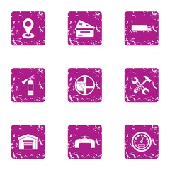 Payment for positioning icons set. Grunge set of 9 payment for positioning vector icons for web isolated on white background