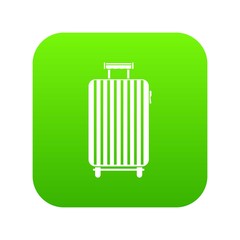 Suitcase on wheels icon digital green for any design isolated on white vector illustration
