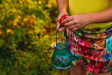 watering flowers in the garden