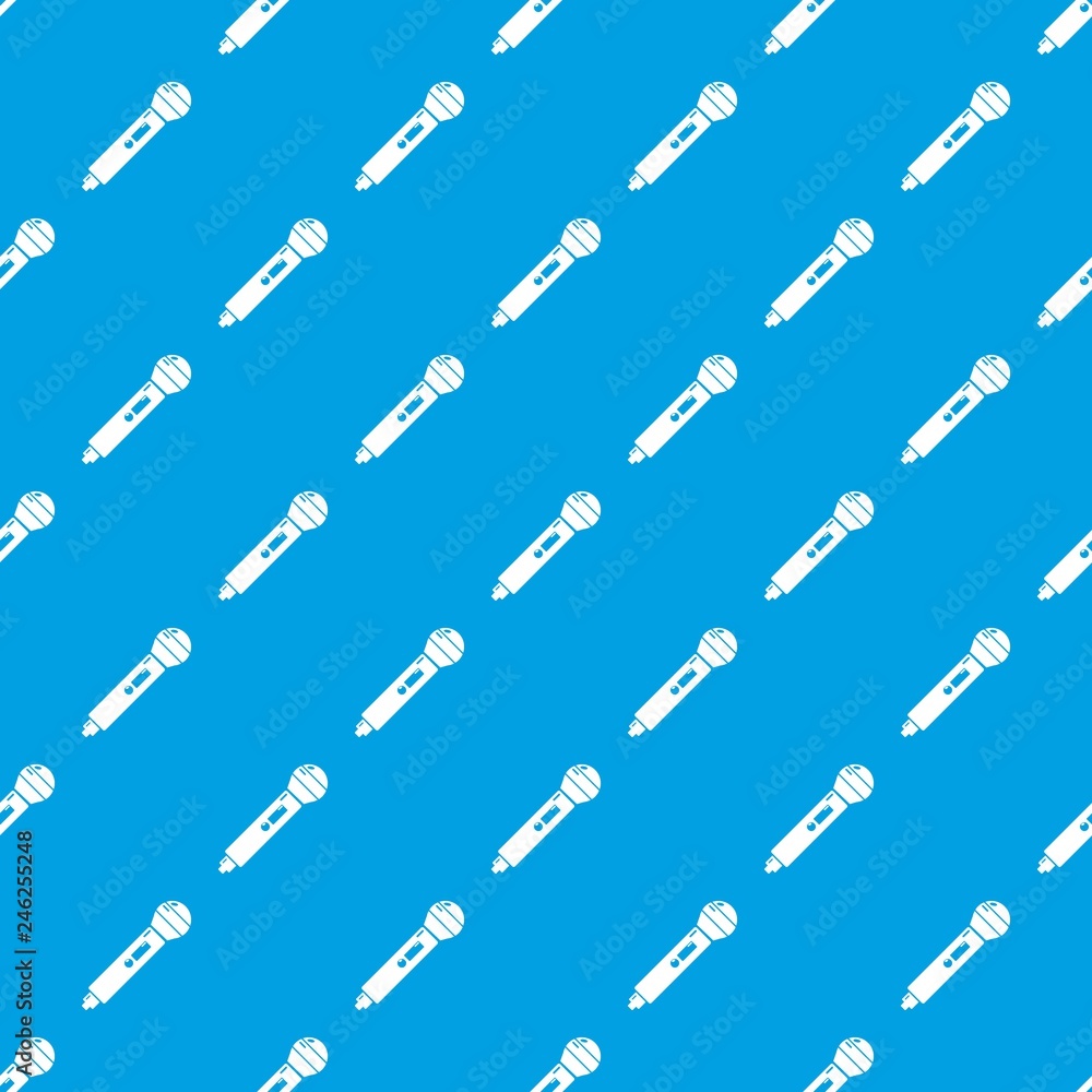 Poster microphone pattern vector seamless blue repeat for any use