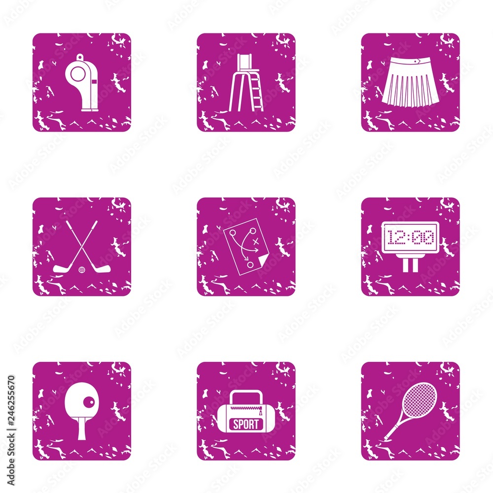 Poster rollick icons set. grunge set of 9 rollick vector icons for web isolated on white background