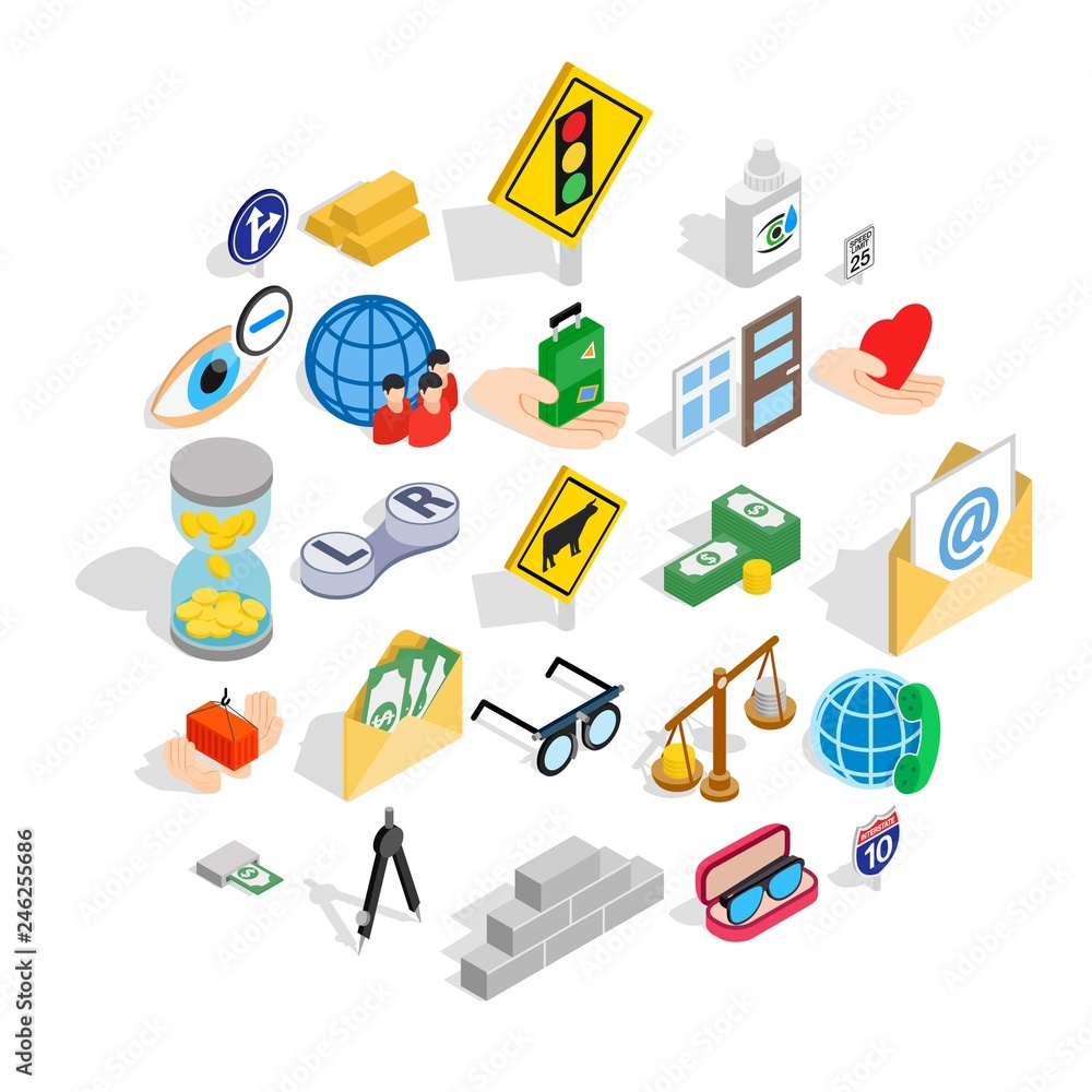 Poster assistance icons set. isometric set of 25 assistance vector icons for web isolated on white backgrou