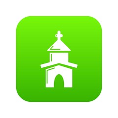 Church icon green vector isolated on white background