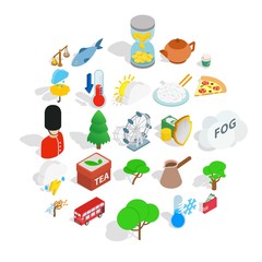 England icons set. Isometric set of 25 england vector icons for web isolated on white background