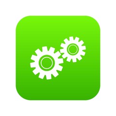 Two gears icon digital green for any design isolated on white vector illustration