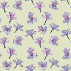 Seamless floral pattern with Alstroemeria, watercolor