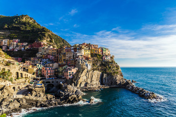 Panorama of Manarola in Liguria, Italy (Cinque Terre)