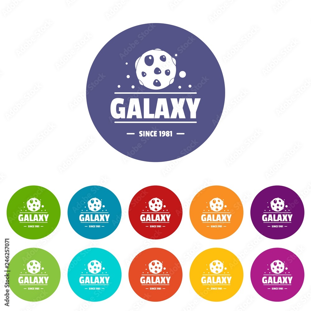 Poster planet icons color set vector for any web design on white background
