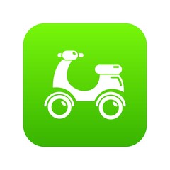 Scooter icon green vector isolated on white background