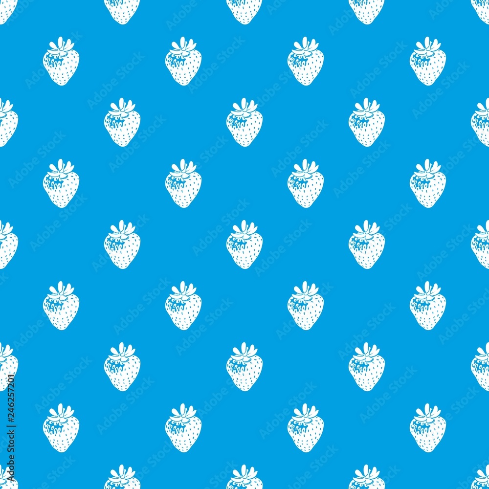 Poster strawberry pattern vector seamless blue repeat for any use