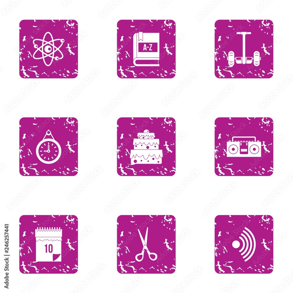 Poster wedding sentiment icons set. grunge set of 9 wedding sentiment vector icons for web isolated on whit