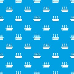 Outdoor potted plants pattern vector seamless blue repeat for any use