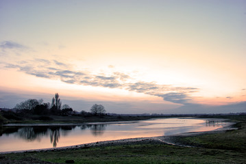 Sunrise over the River Stour on the Suffolk / Essex border in England