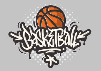 Basketball Themed Hand Drawn Brush Lettering Calligraphy Graffiti Tag Style Type Design Vector Graphic © thvm