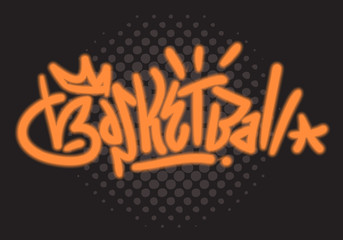Basketball Themed Hand Drawn Brush Lettering Calligraphy Graffiti Tag Style Type Design Vector Graphic