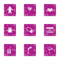 Halloween party icons set. Grunge set of 9 halloween party vector icons for web isolated on white background