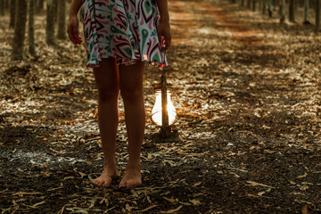 woman walking in forest