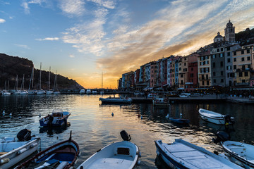 Porto Venere at sunset in Liguria, Italy