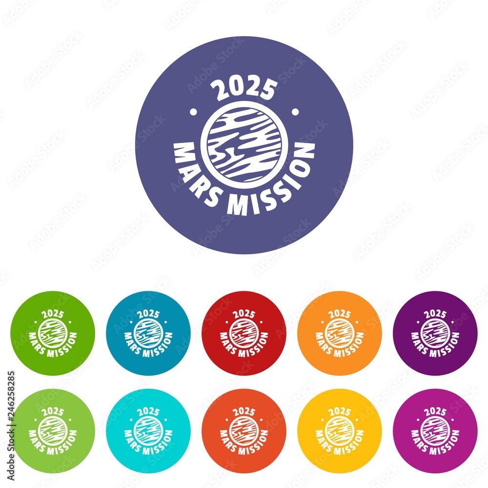 Aufkleber mars mission l icons color set vector for any web design on white background