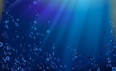Binary code dark blue background. Big data and programming hacking, deep decryption and encryption, computer streaming numbers 1,0. Concept coding and hacker. Numbers vector illustration