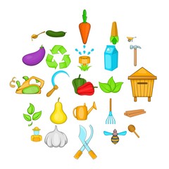Farming icons set. Cartoon set of 25 farming vector icons for web isolated on white background