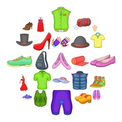 Fashion things icons set. Cartoon set of 25 fashion things vector icons for web isolated on white background